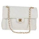 CHANEL Matelasse Double Face Chain Bag Lamb Skin White Gold CC Auth bs17533A-2