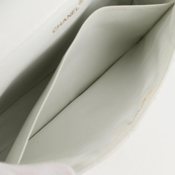 CHANEL Matelasse Double Face Chain Bag Lamb Skin White Gold CC Auth bs17533A