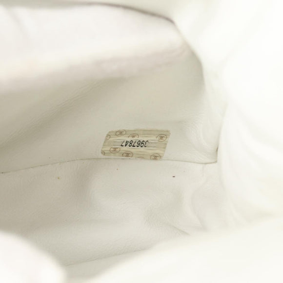 CHANEL Matelasse Double Face Chain Bag Lamb Skin White Gold CC Auth bs17533A