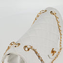 CHANEL Matelasse Double Face Chain Bag Lamb Skin White Gold CC Auth bs17533A-14
