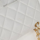 CHANEL Matelasse Double Face Chain Bag Lamb Skin White Gold CC Auth bs17533A-7