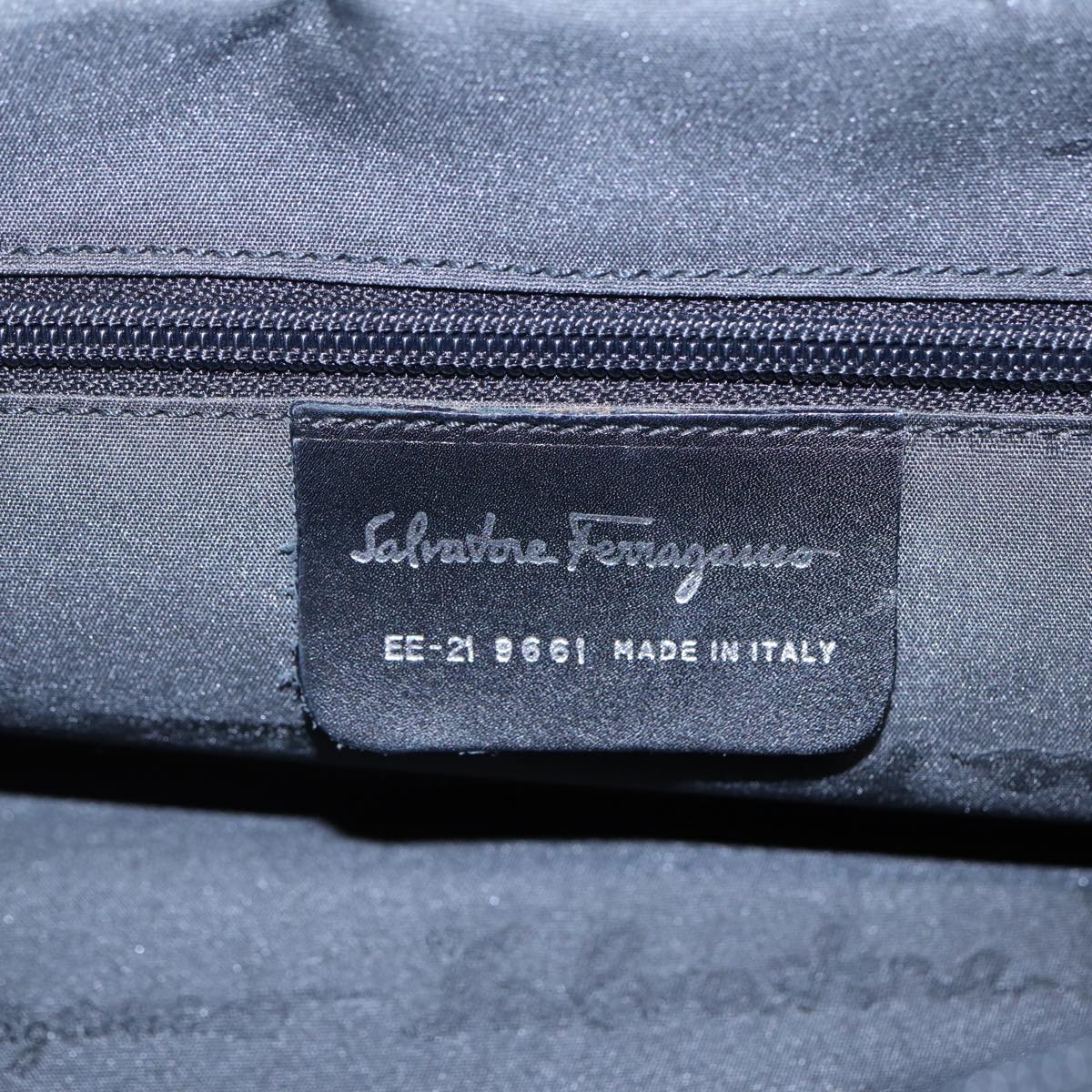 Salvatore Ferragamo Hand Bag Nylon 2way Black Silver Auth bs17551