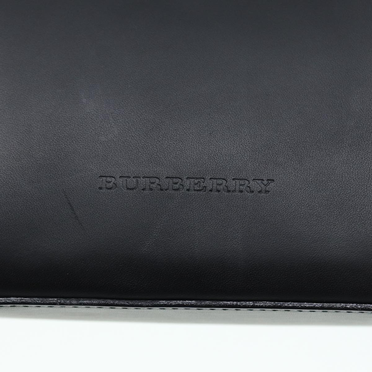 BURBERRY Hand Bag Leather Black Silver Auth bs17557