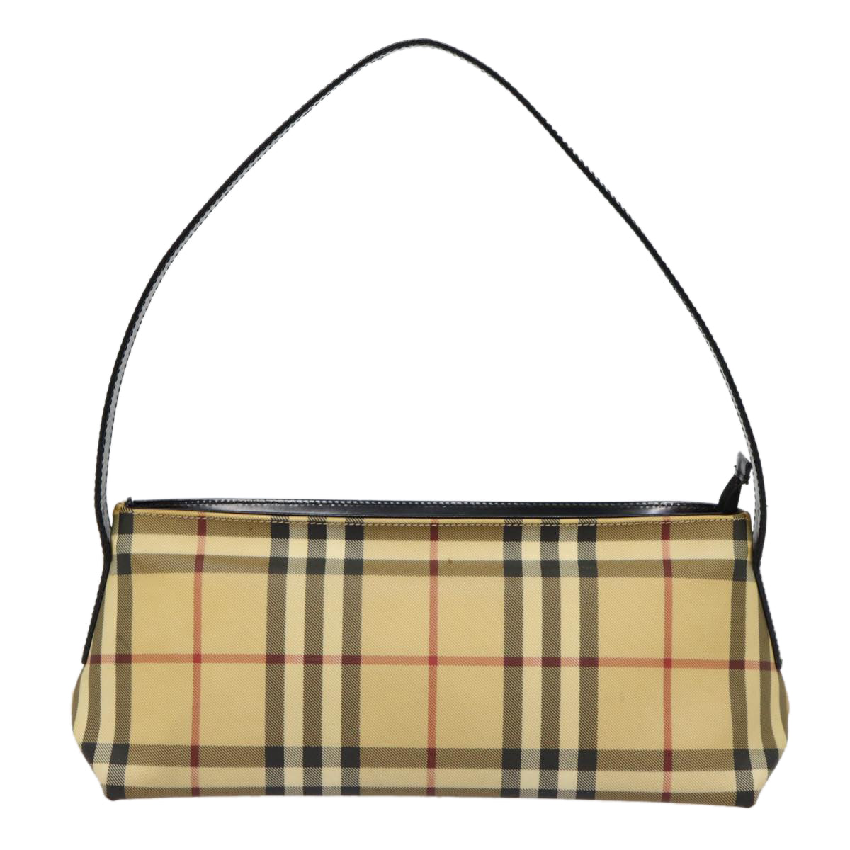 BURBERRY Nova Check Shoulder Bag PVC Beige Auth bs17559