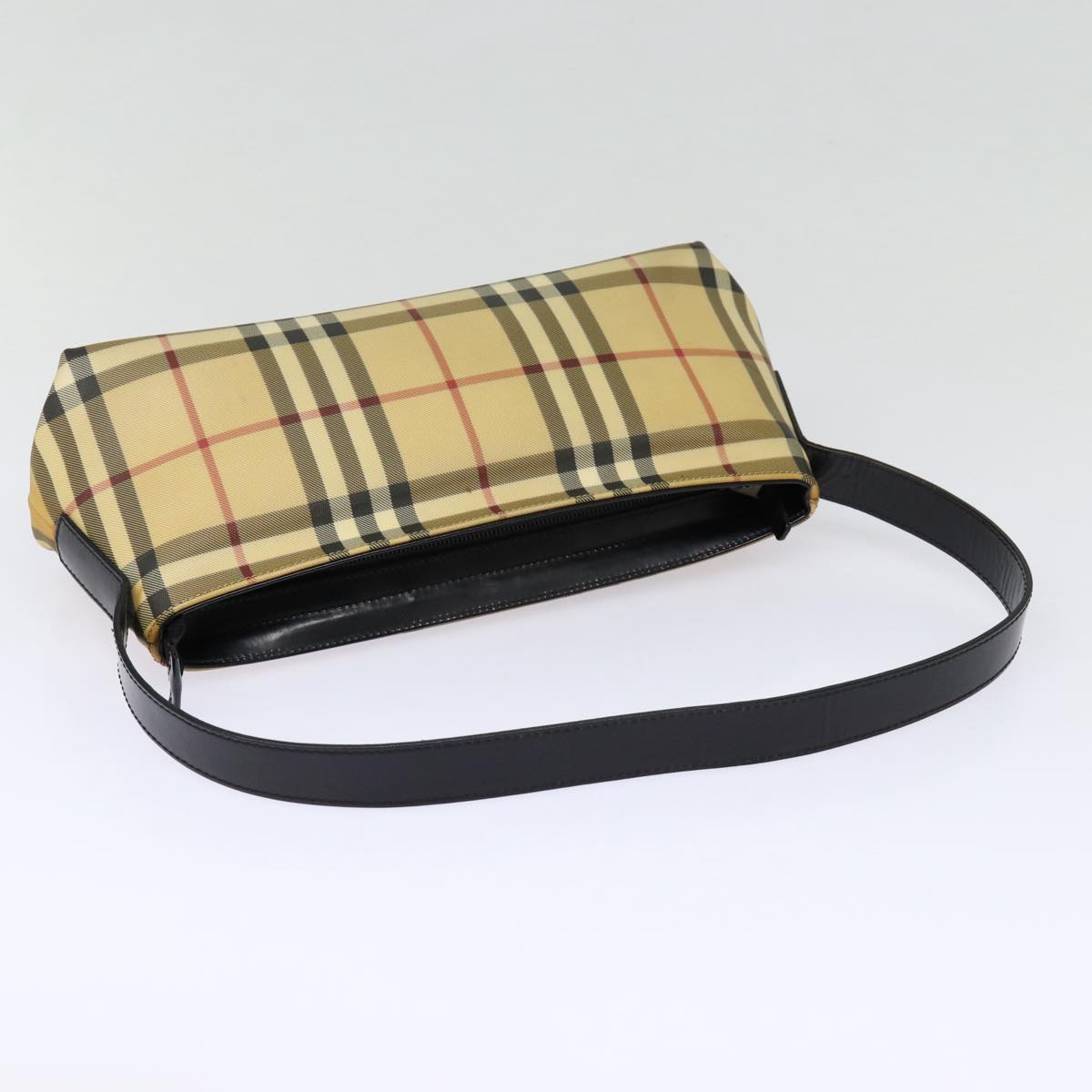 BURBERRY Nova Check Shoulder Bag PVC Beige Auth bs17559