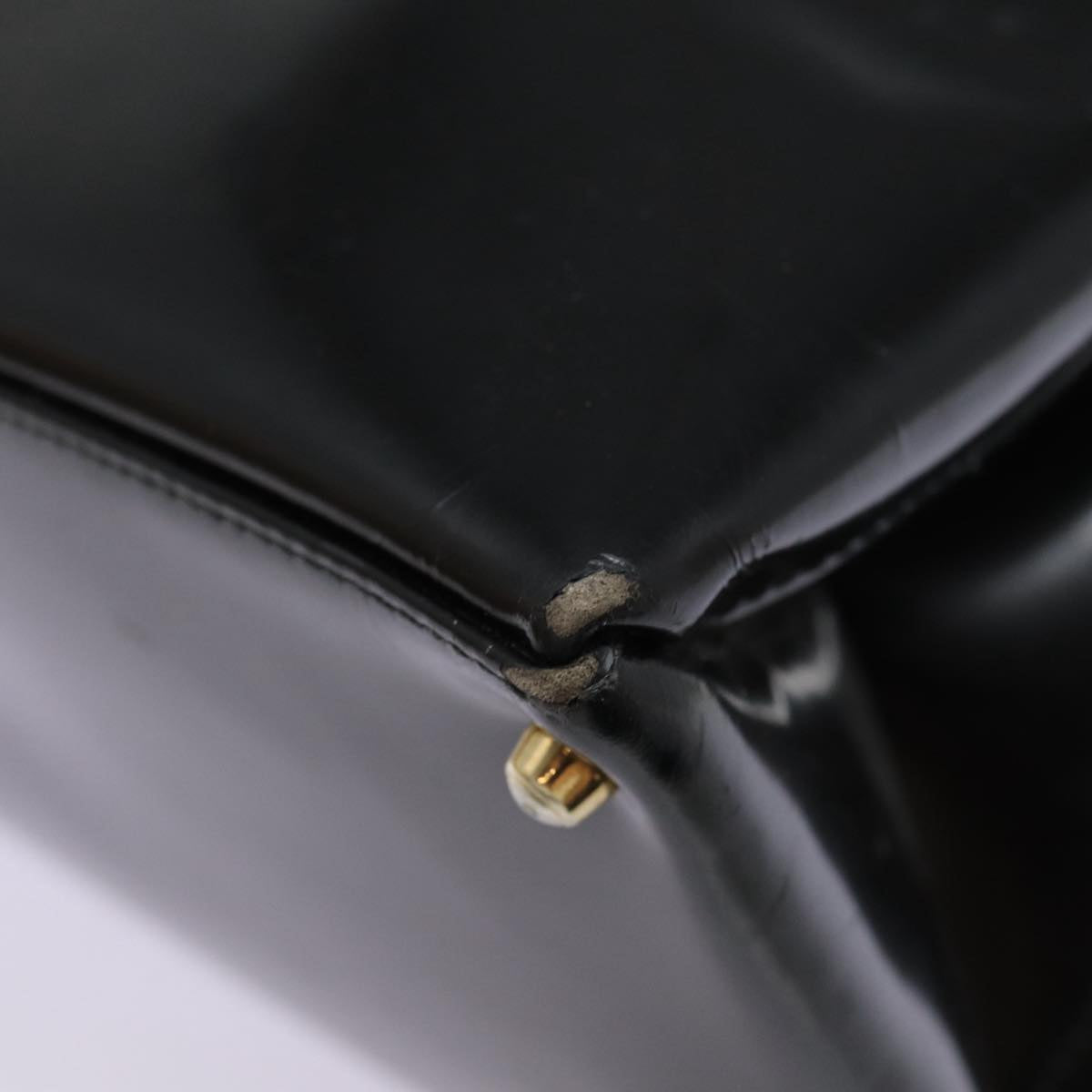 GUCCI Hand Bag Leather Black Gold 000 1118 0503 Auth bs17561