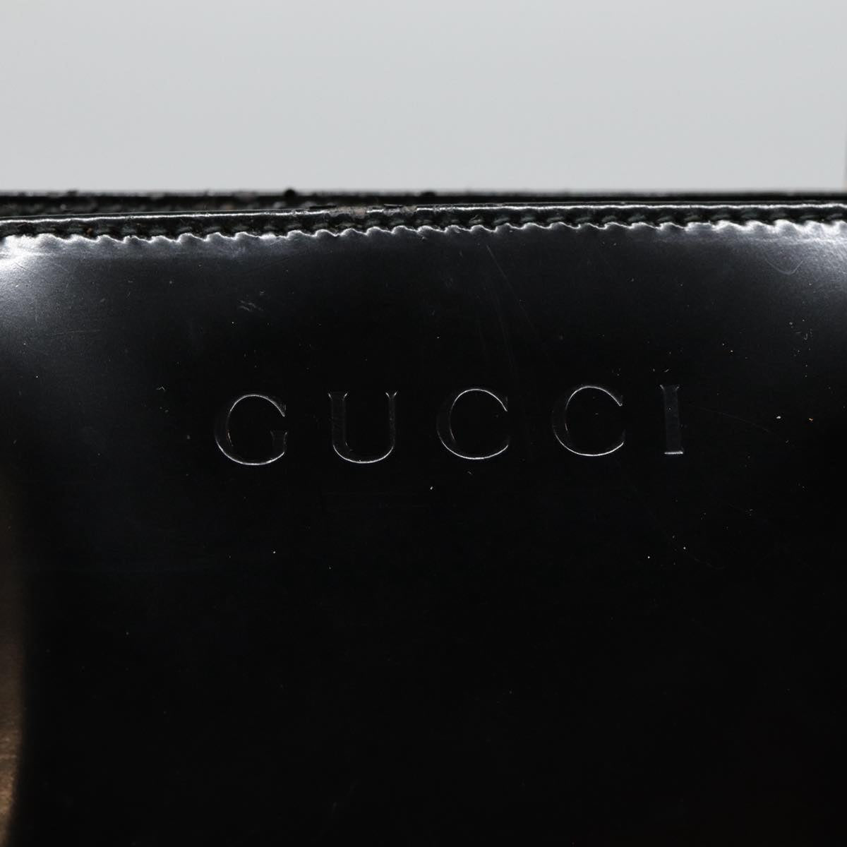 GUCCI Hand Bag Leather Black Gold 000 1118 0503 Auth bs17561