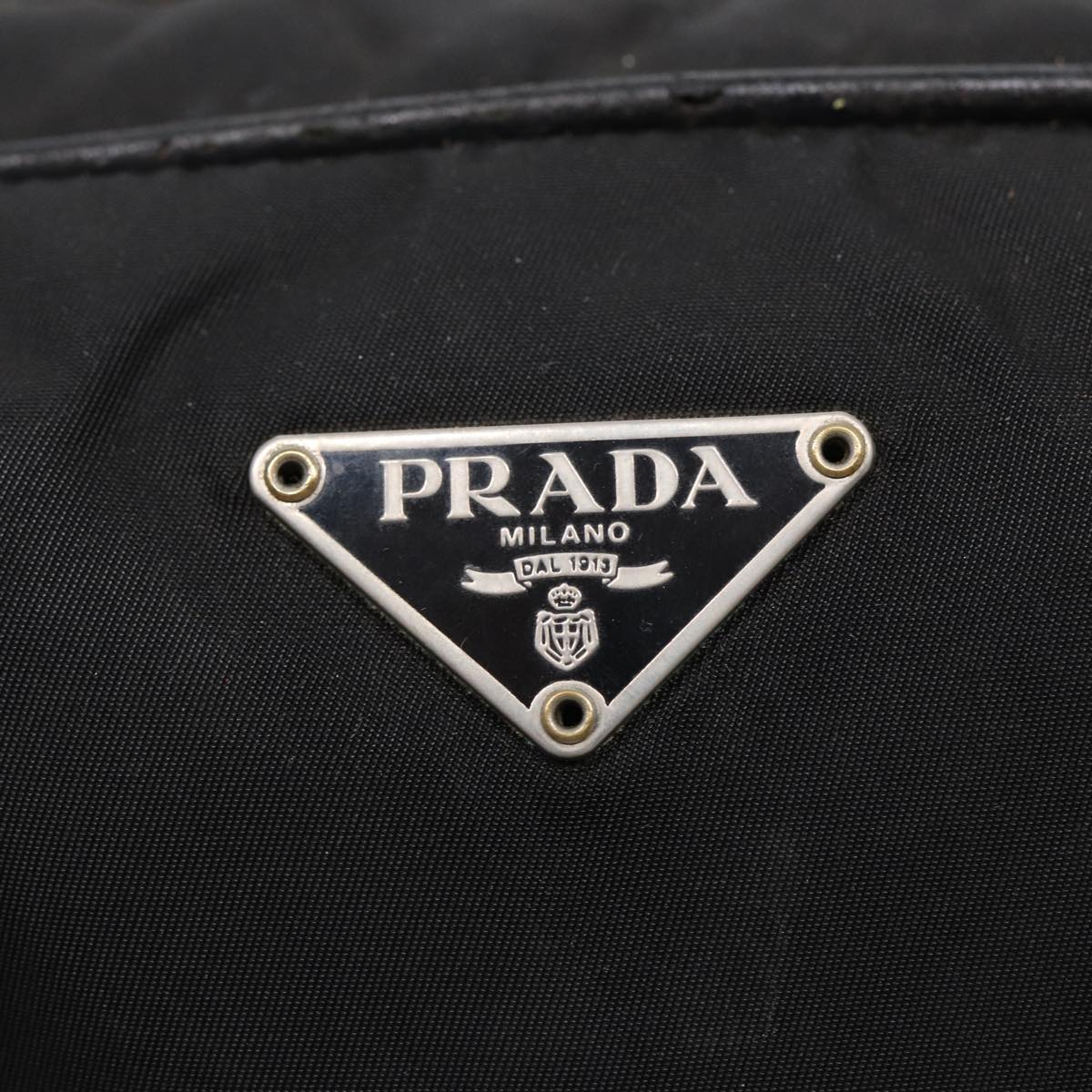 PRADA Hand Bag Nylon Black Silver Auth bs17572