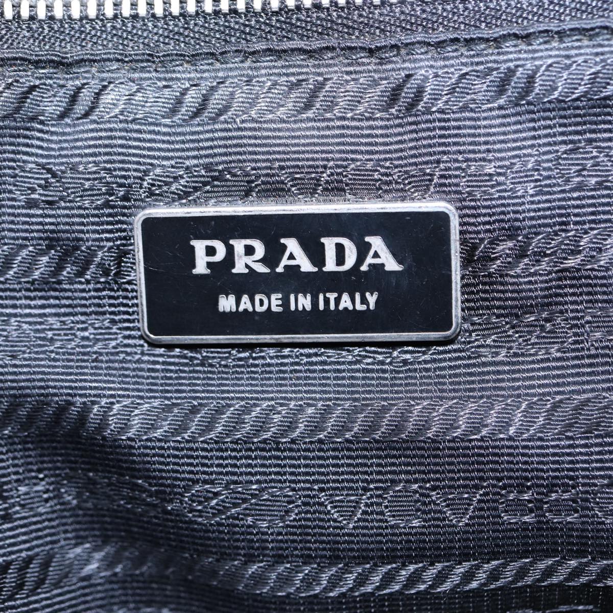 PRADA Hand Bag Nylon Black Silver Auth bs17572