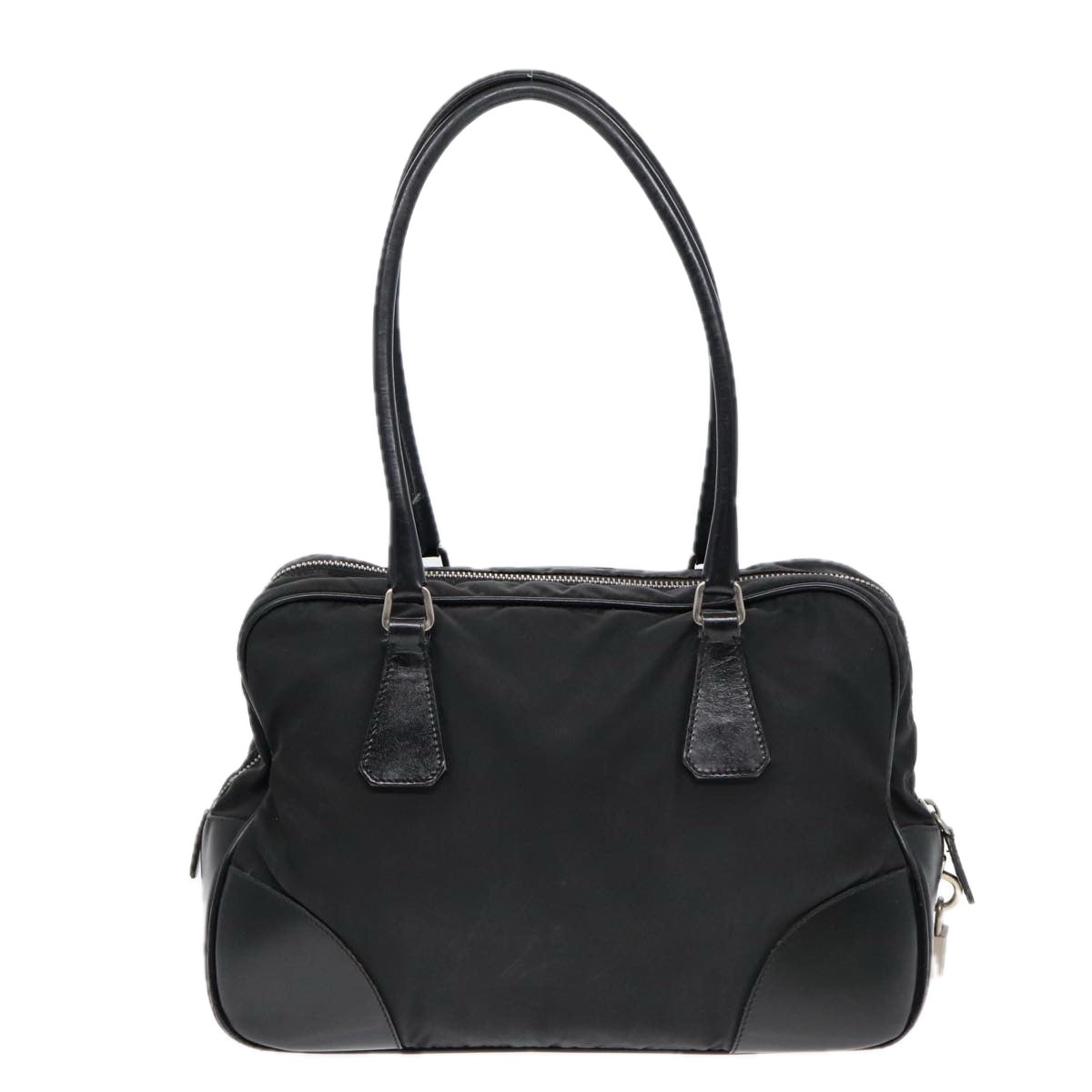 PRADA Hand Bag Nylon Black Silver Auth bs17572 - 0