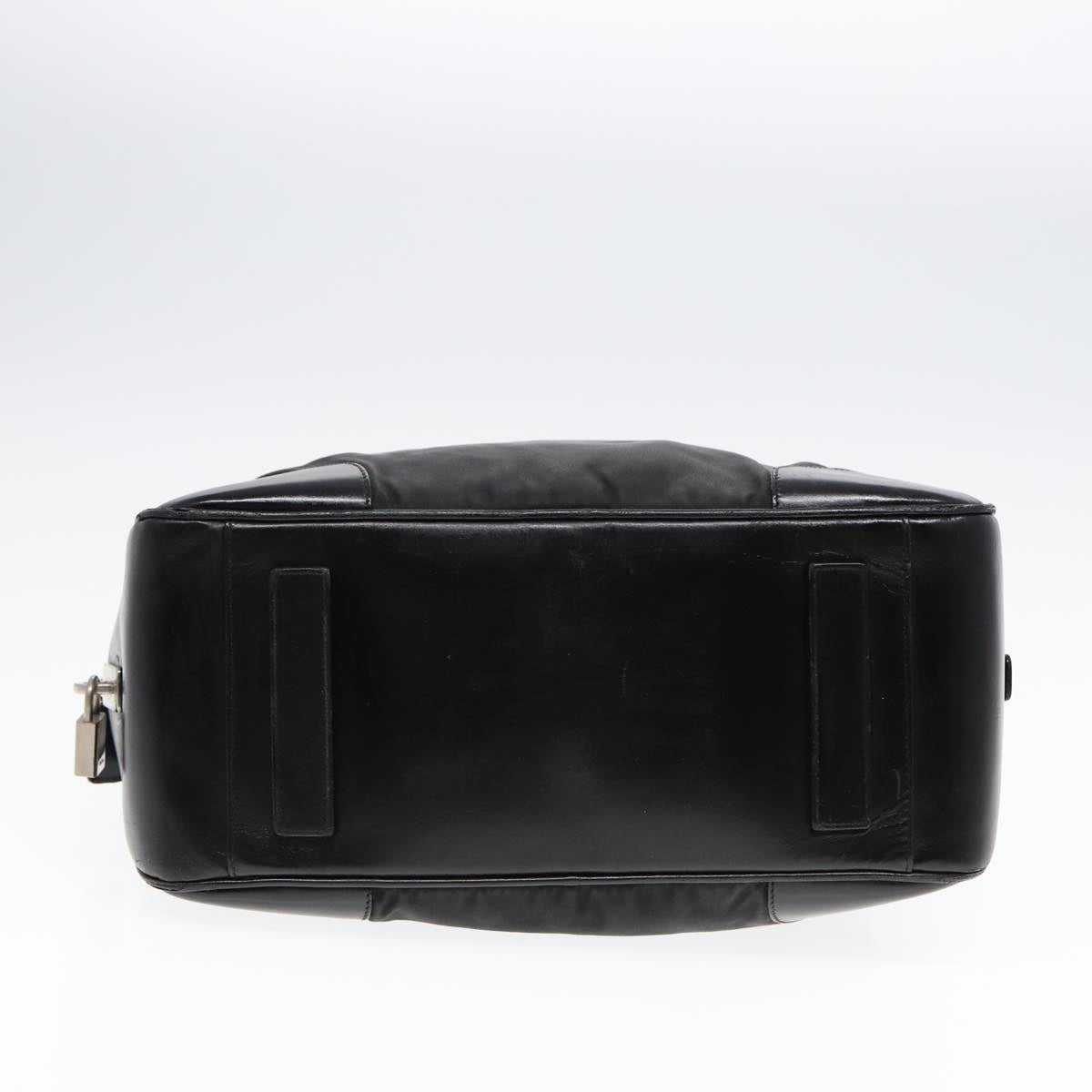 PRADA Hand Bag Nylon Black Silver Auth bs17572