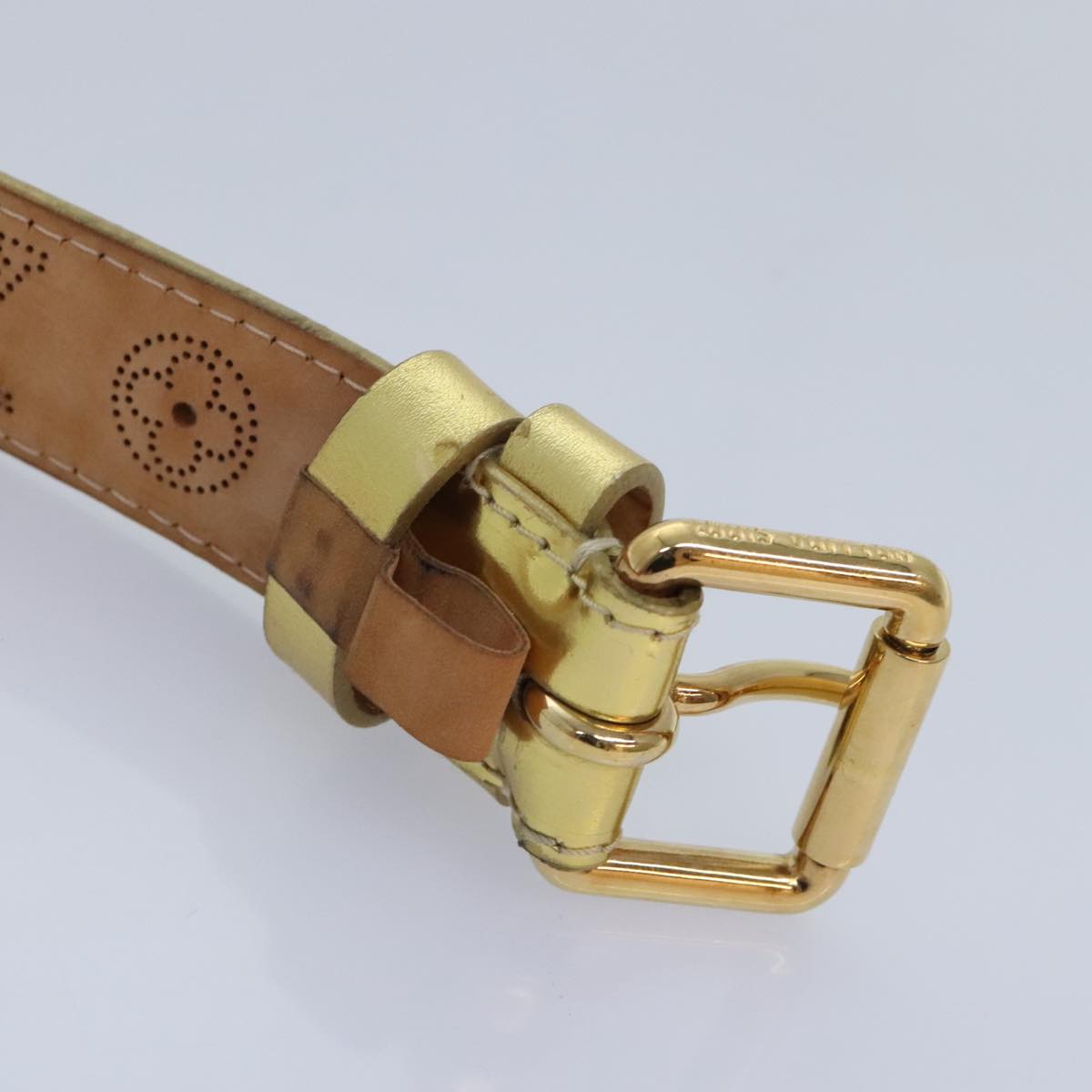 LOUIS VUITTON Monogram Mahina Ceinture Belt Leather Gold M9614W LV Auth bs17576