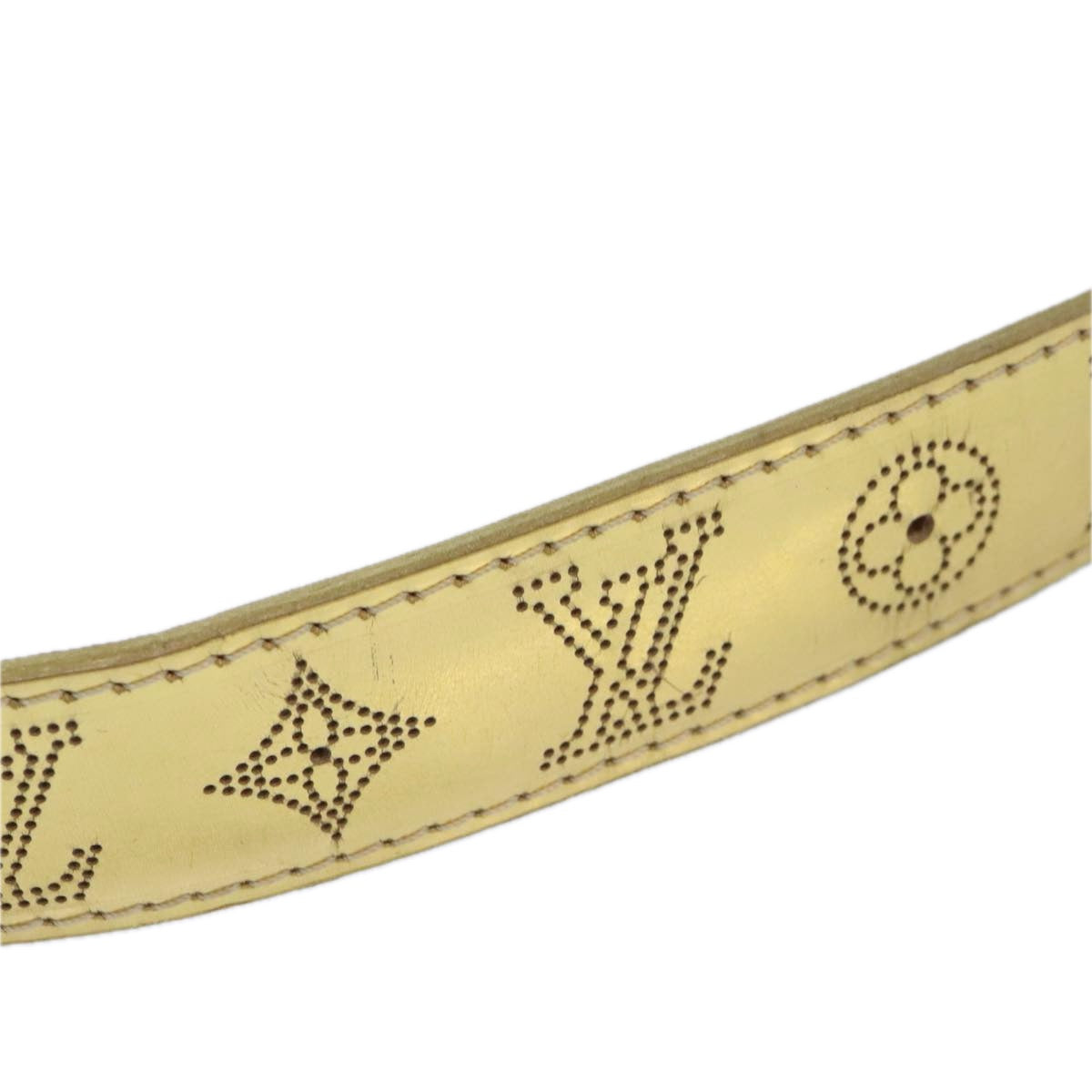 LOUIS VUITTON Monogram Mahina Ceinture Belt Leather Gold M9614W LV Auth bs17576