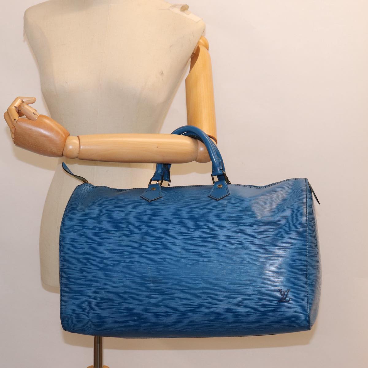 LOUIS VUITTON Epi Speedy 40 Hand Bag Toledo Blue M42985 LV Auth bs17579