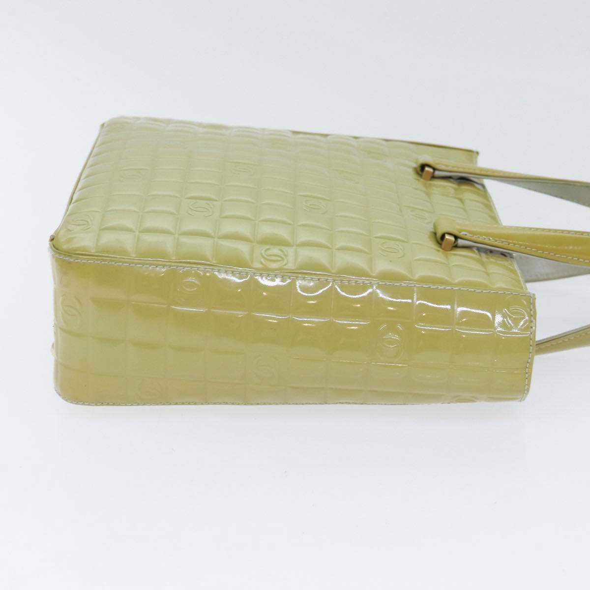 CHANEL Hand Bag Patent leather Yellow Gold CC Auth bs17592