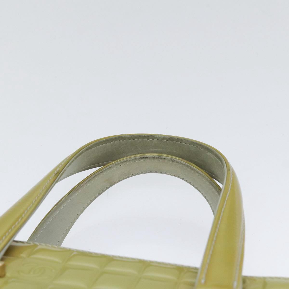 CHANEL Hand Bag Patent leather Yellow Gold CC Auth bs17592