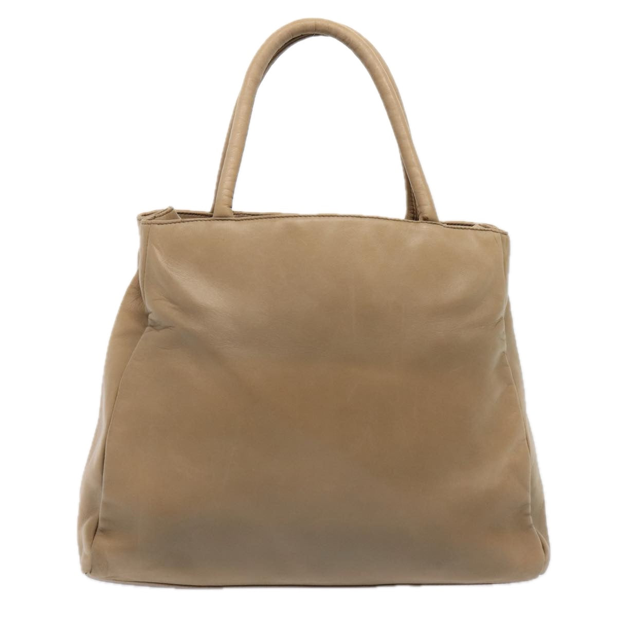 PRADA Hand Bag Leather Beige Auth bs17597 - 0