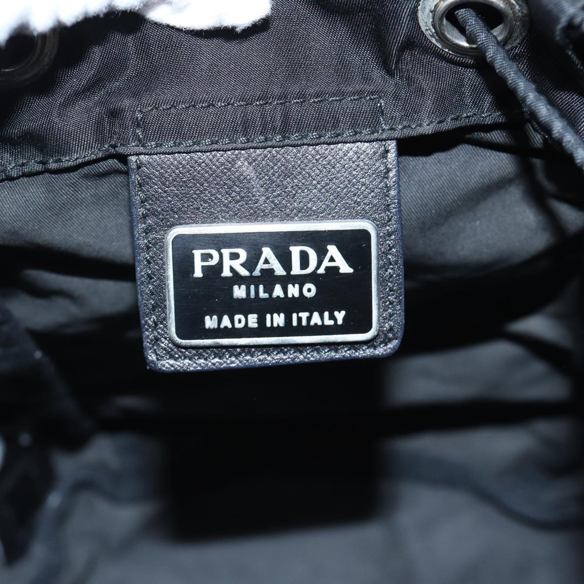 PRADA Backpack Nylon Black Silver Auth bs17599