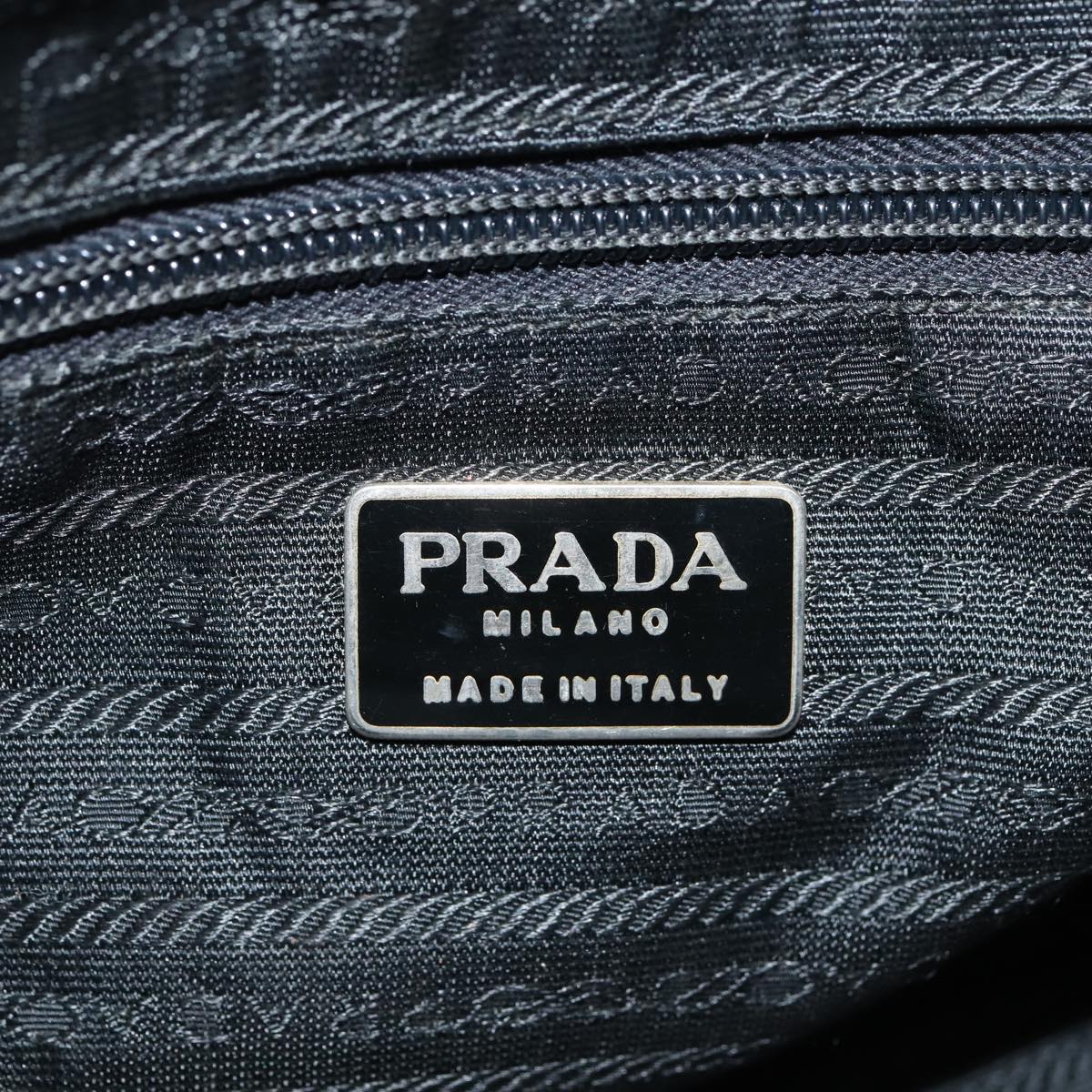 PRADA Hand Bag Nylon Black Gold Auth bs17601