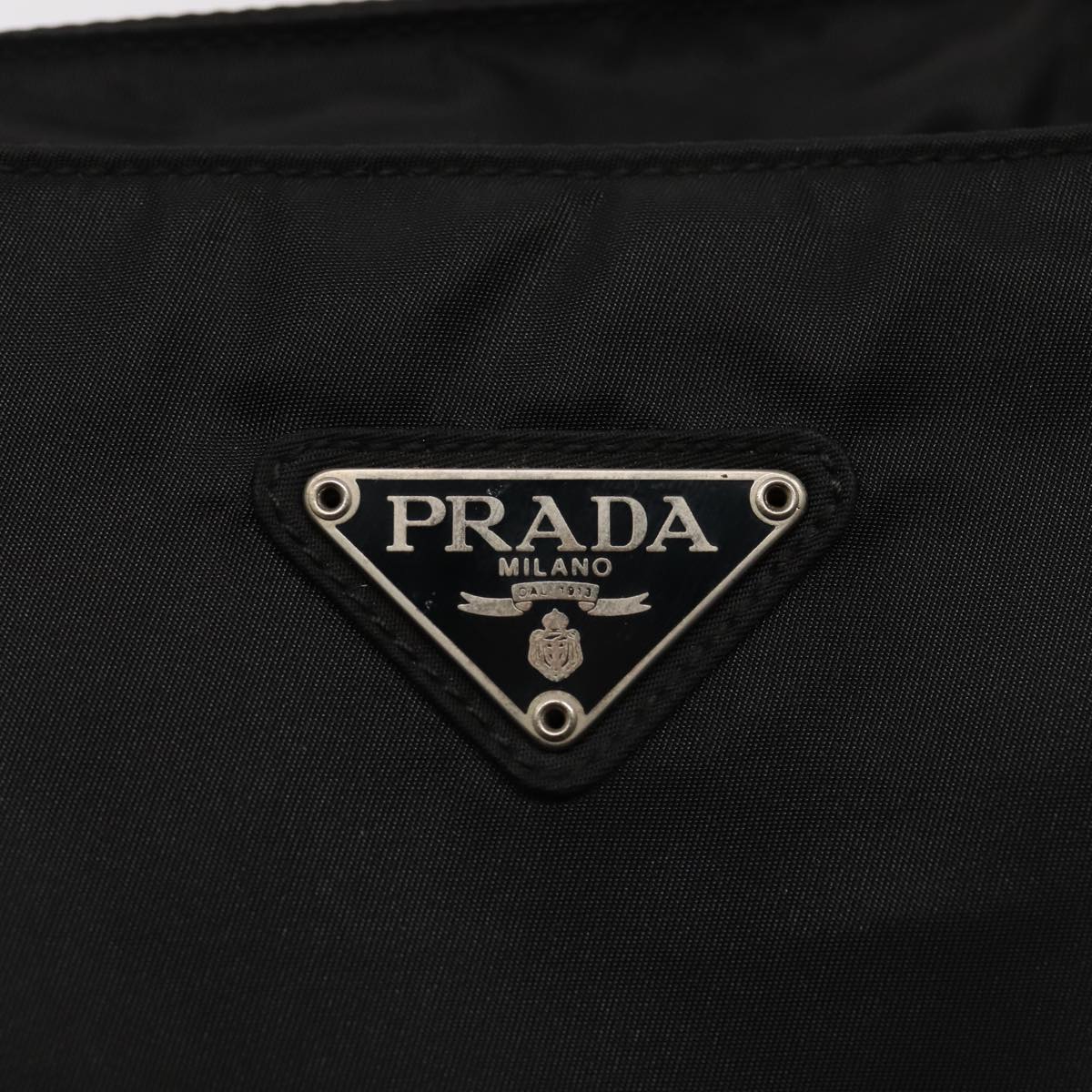 PRADA Hand Bag Nylon Black Silver Auth bs17603