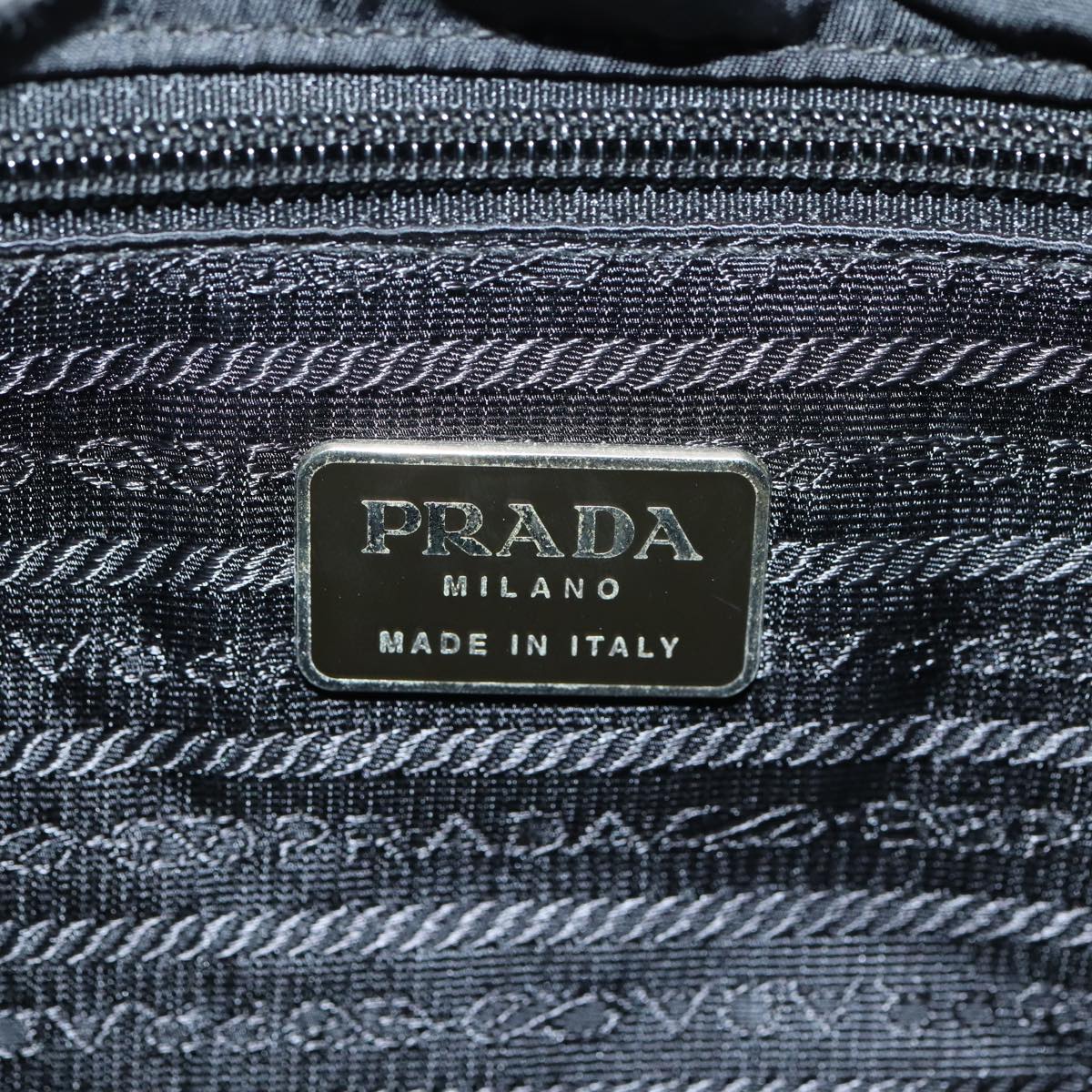 PRADA Hand Bag Nylon Black Silver Auth bs17603