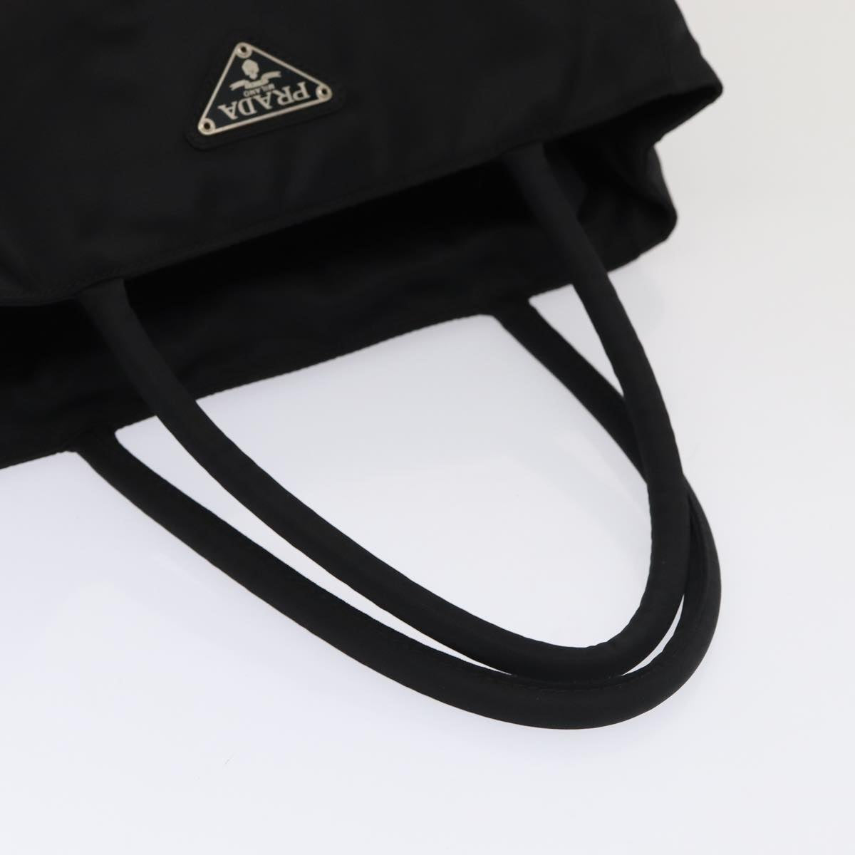 PRADA Hand Bag Nylon Black Silver Auth bs17603