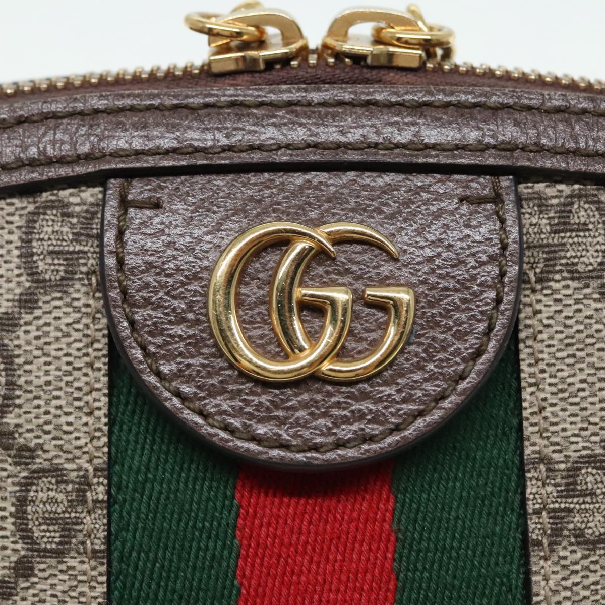 GUCCI GG Supreme Web Sherry Line Shoulder Bag PVC Beige 499621 Auth bs17609