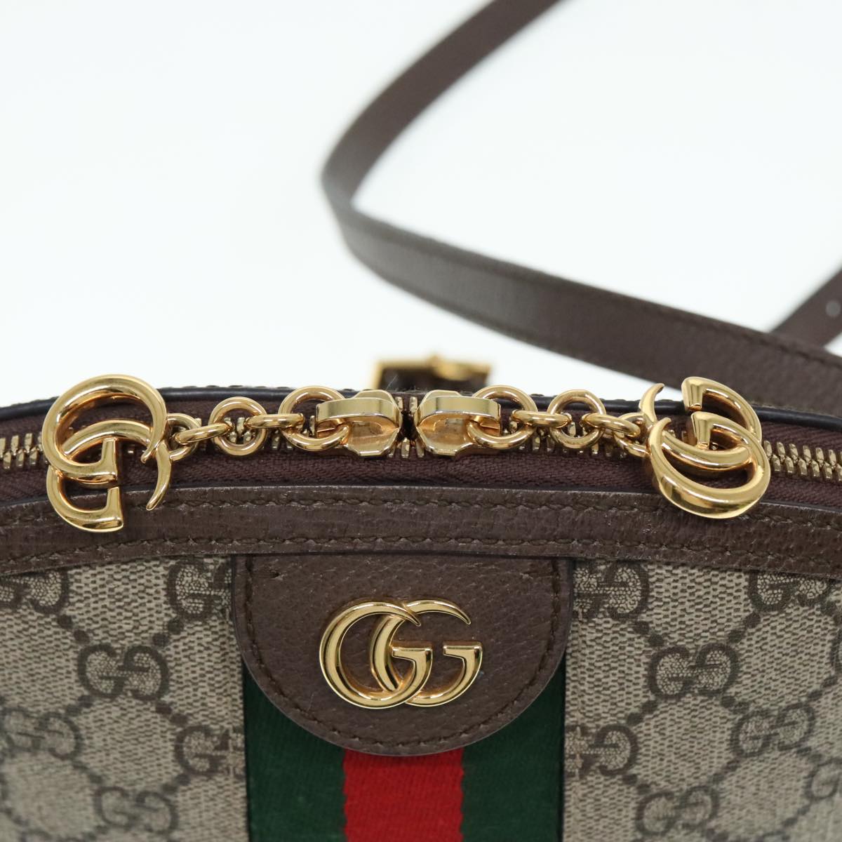 GUCCI GG Supreme Web Sherry Line Shoulder Bag PVC Beige 499621 Auth bs17609