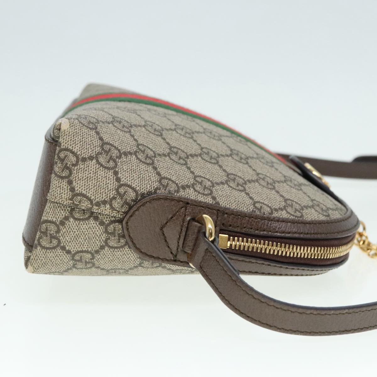 GUCCI GG Supreme Web Sherry Line Shoulder Bag PVC Beige 499621 Auth bs17609