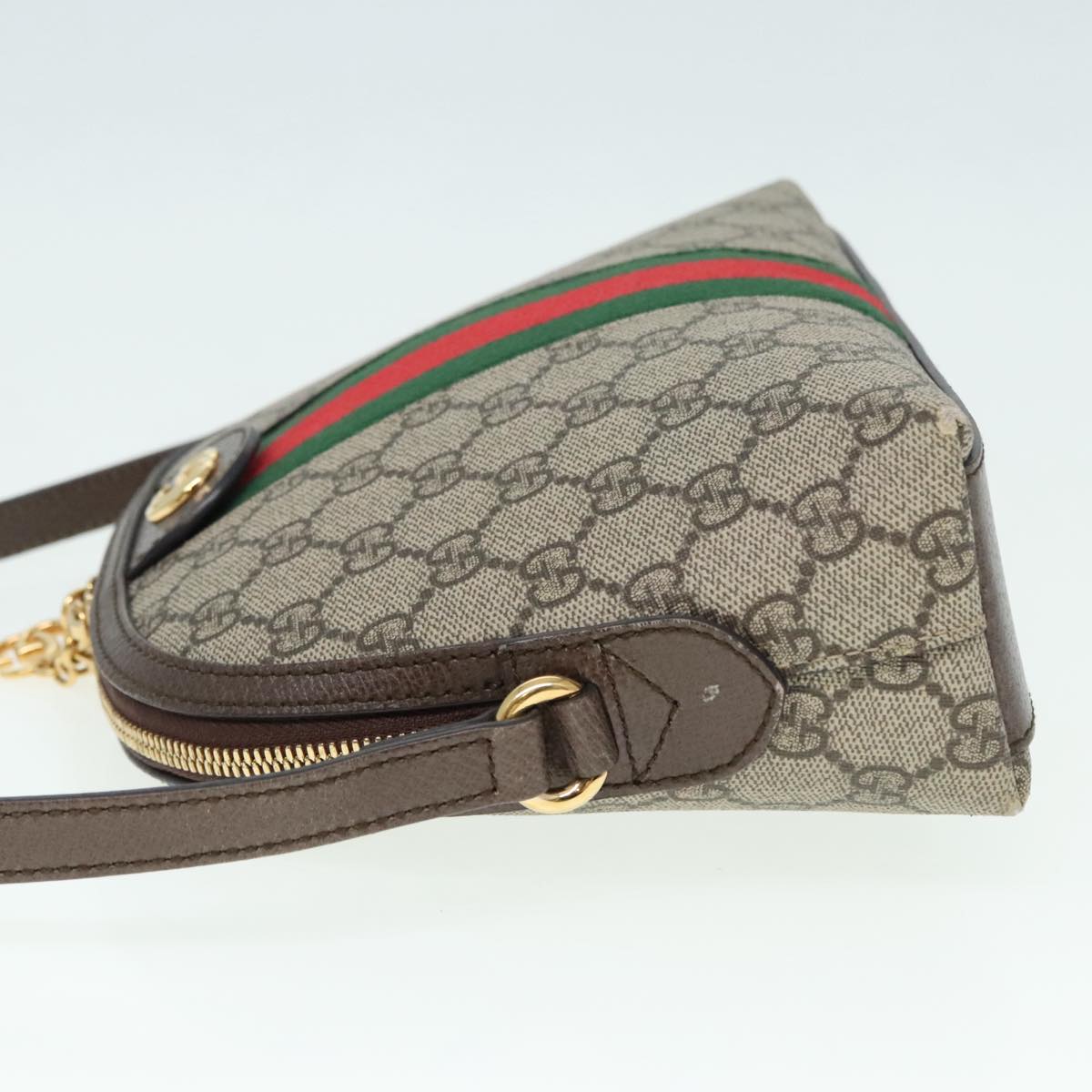 GUCCI GG Supreme Web Sherry Line Shoulder Bag PVC Beige 499621 Auth bs17609