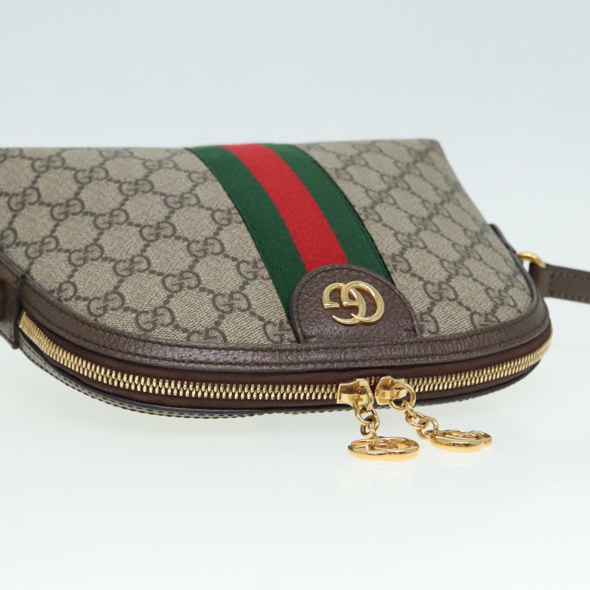 GUCCI GG Supreme Web Sherry Line Shoulder Bag PVC Beige 499621 Auth bs17609