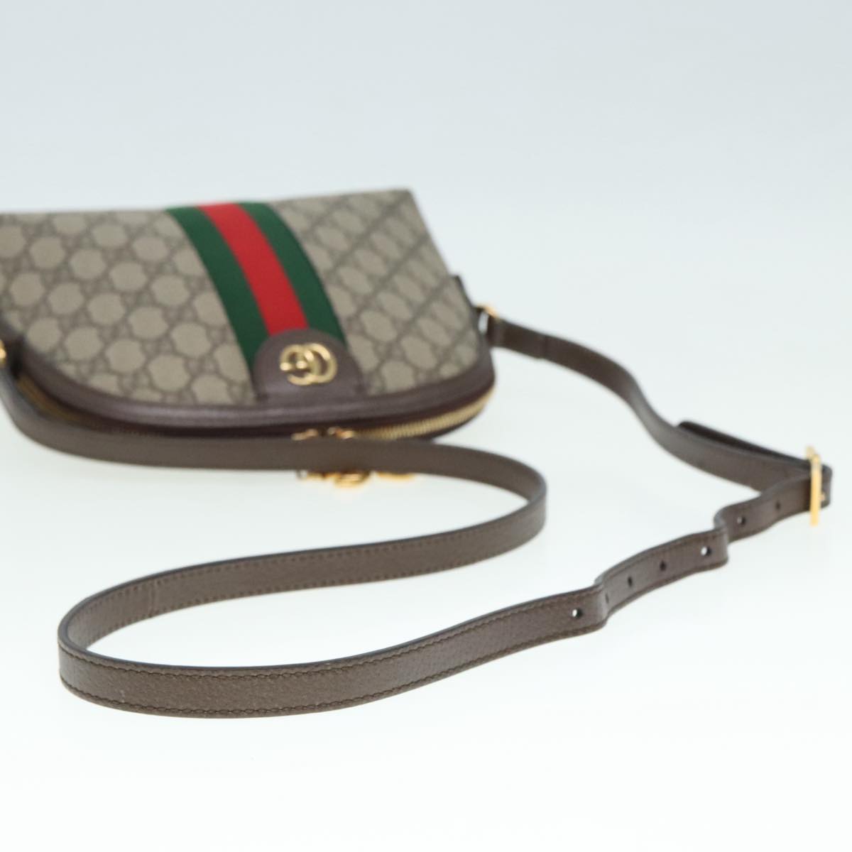 GUCCI GG Supreme Web Sherry Line Shoulder Bag PVC Beige 499621 Auth bs17609