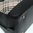 BURBERRY Nova Check Hand Bag Canvas Beige Silver Auth bs17636-10