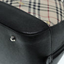 BURBERRY Nova Check Hand Bag Canvas Beige Silver Auth bs17636-14