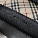 BURBERRY Nova Check Hand Bag Canvas Beige Silver Auth bs17636-17
