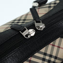 BURBERRY Nova Check Hand Bag Canvas Beige Silver Auth bs17636-11