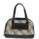 BURBERRY Nova Check Hand Bag Canvas Beige Silver Auth bs17636-13