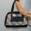BURBERRY Nova Check Hand Bag Canvas Beige Silver Auth bs17636-23