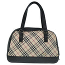 BURBERRY Nova Check Hand Bag Canvas Beige Silver Auth bs17636-2