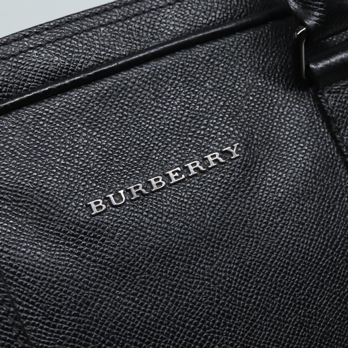 BURBERRY Hand Bag Leather Black Silver Auth bs17638