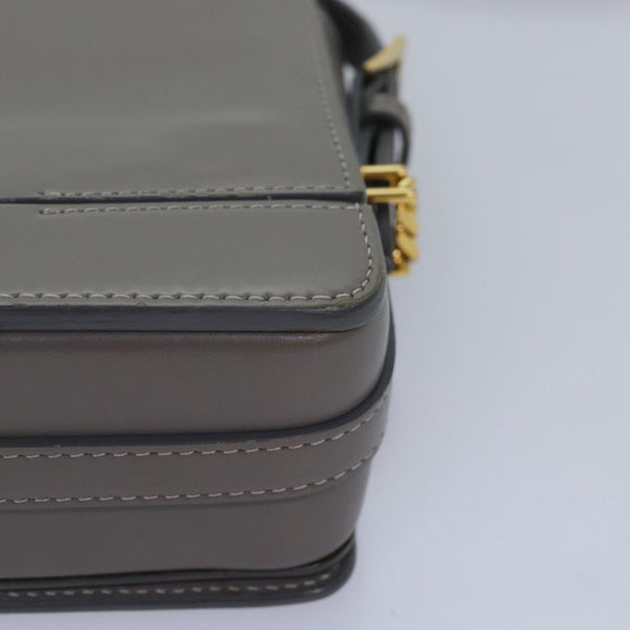 BURBERRY Shoulder Bag Patent leather Gray Gold Auth bs17639