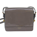 BURBERRY Shoulder Bag Patent leather Gray Gold Auth bs17639-2