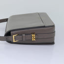 BURBERRY Shoulder Bag Patent leather Gray Gold Auth bs17639-3