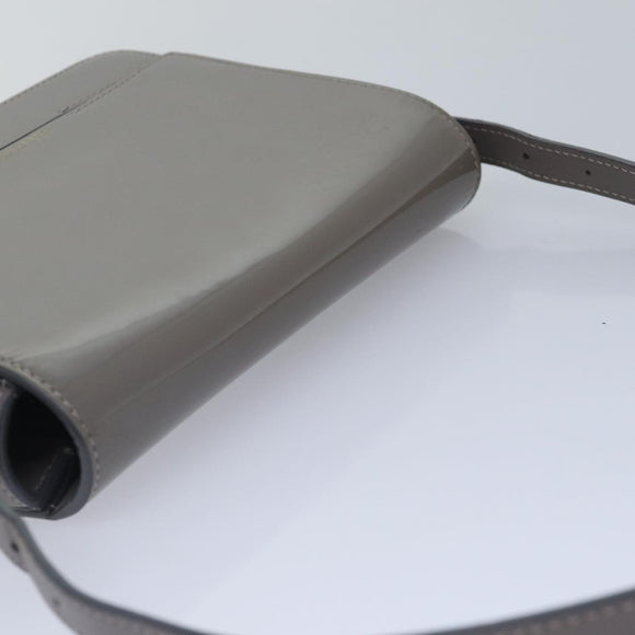 BURBERRY Shoulder Bag Patent leather Gray Gold Auth bs17639