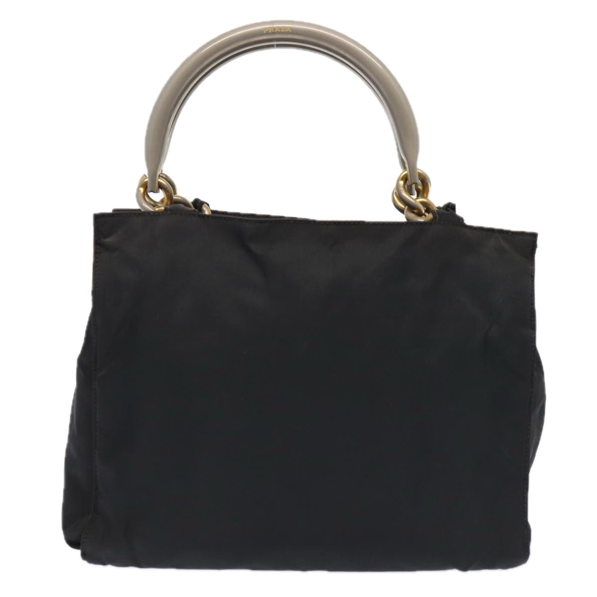 PRADA Hand Bag Nylon Black Gold Auth bs17641 - 0