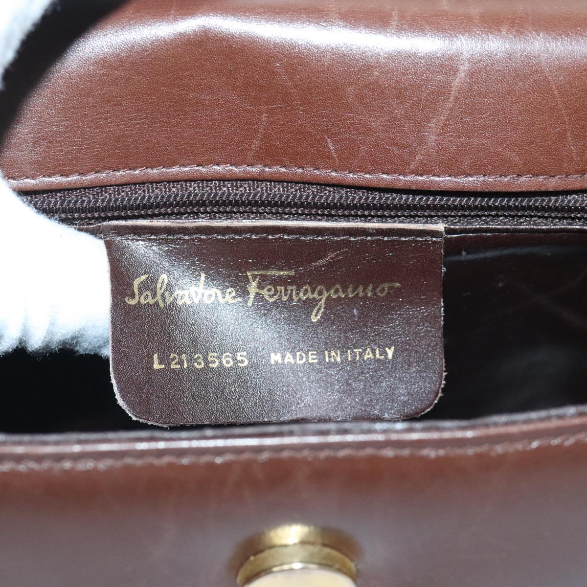 Salvatore Ferragamo Shoulder Bag Leather Brown Auth bs17643