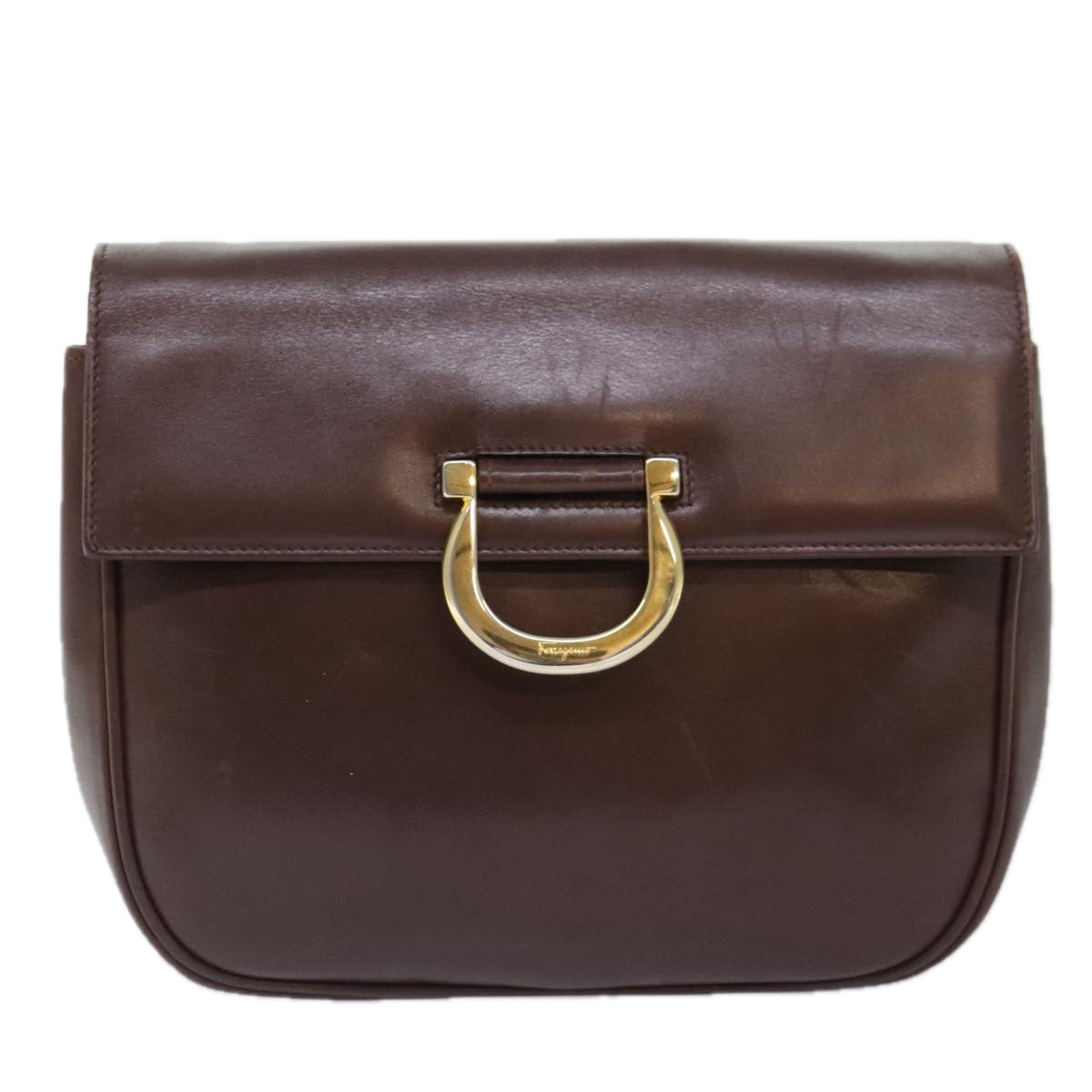 Salvatore Ferragamo Shoulder Bag Leather Brown Auth bs17643