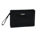 BURBERRY Clutch Bag Leather Black Silver Auth bs17644-1