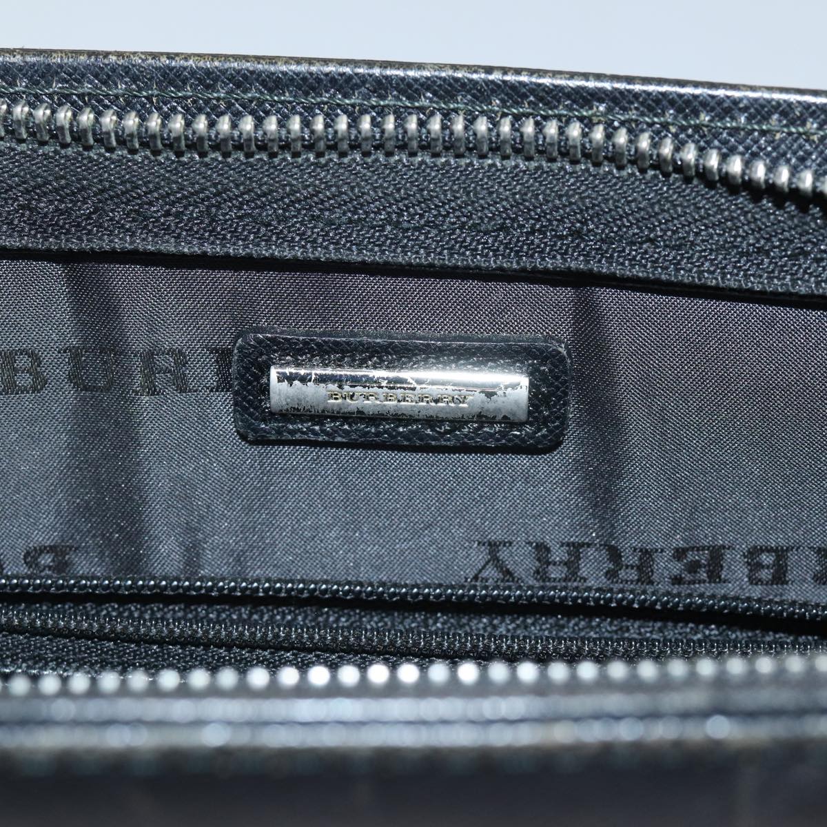 BURBERRY Clutch Bag Leather Black Silver Auth bs17644