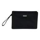 BURBERRY Clutch Bag Leather Black Silver Auth bs17644-13